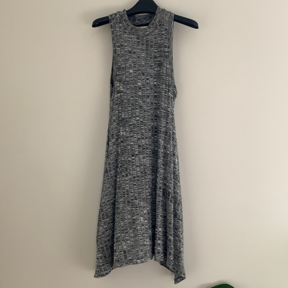 Anthropologie Maeve Heather Grey Asymmetrical Mock Neck Sleeveless Dress
